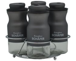 Peper en zout strooier - Peper en zout stel - In houder chroom - Kitchen tools - Metallic - Grijs