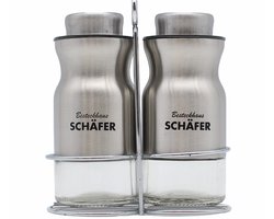 Peper en zout strooier - Peper en zout stel - In houder chroom - Kitchen tools - Metallic Silver