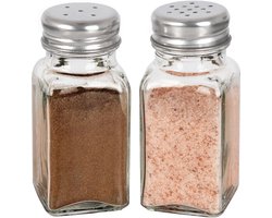 Peper en Zout Vaatje Glas 2 stuks - Stooier - Stel - Zoutvaatje - Pepervaatje - Peperstel en Zoutstel Set - Kruidenpotjes