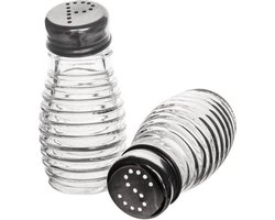 Peper en Zout Vaatje Glas 2 stuks - Stooier - Stel - Zoutvaatje - Pepervaatje - Peperstel en Zoutstel Set - Kruidenpotjes