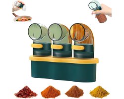 Peper En Zout Vaatje/Stooier - 3 Stuks - Kruidenpotjes - Stel - Zoutvaatje - Pepervaatje - Kwantitatieve Zoutvaatjes - Thuisspice Zoutvaatje - Pepervaatje/Zoutvaatje - Paprika Komijn Poeder Suikerdispenser - Peper En Zout Vaatje Setje - Met Houder