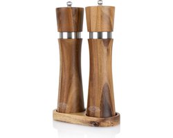 Peper en Zoutmolen set – Incl. Navul Lepel – Zoutmolen – Pepermolen – Verstelbare Maalgraad – Pepermolen Hout – Bruin – Nimma