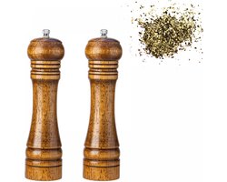 Peper en Zoutmolen set - Zout peper kruiden - 22 cm - Pepermolen - Zoutmolen - 2 stuks - Houten - Navulbaar - Verstelbare maalgraad - Luxe kwaliteit - Barbecue - Grillaccessoires