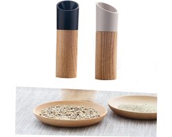 Pepermolen - Handmatig Keramisch - Houten Keukengereedschap - Voor Versgemalen Kruiden - Gemakkelijk Schoon te Maken - 150mm * 45mm-Zwart