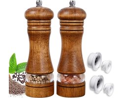 Pepermolen handmatig massief hout keramische rotorverbindingen 2 stuks oplaadbaar zout peperstrooier (65 inch bruin)