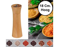 Pepermolen Rubberhout - Ø5.8 Hoogte: 18 Cm - Zoutmolen en kruidenmolen - Peper / Zout / Kruiden molen - Keramisch maalwerk - 18 Cm