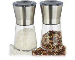 pepermolen - zoutmolen - set - 2 stuks - rvs - handmatig