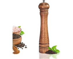 Pepermolen – Zoutmolen – Zeezoutmolen – Met verstelbare keramische rotor – Hout – Bruin