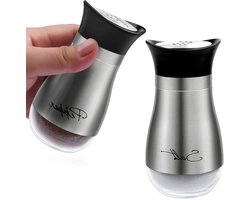 Peperstrooier voor specerijen - zoutvaatje van hoogwaardig 304 roestvrij staal - set van 2 - 130 ml Zoutvaatje