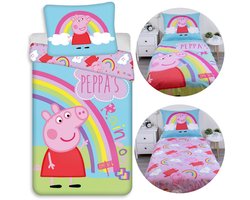 Peppa Pig Dubbelzijdig katoenen kinderbeddengoed met ritssluiting, 100% katoen 140x200cm+70x90cm OEKO-TEX