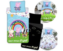 Peppa Pig Dubbelzijdig katoenen kinderbeddengoed met ritssluiting, dat oplicht in het donker 140x200cm+70x90cm OEKO-TEX