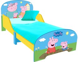 Peppa Pig Kinderbed - Houten Peuterbed - 60x77x143 CM - Geschikt voor Matras 70x140 CM - Makkelijke montage - Kinderkamer - Matras niet inbegrepen