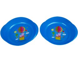 Peppa Pig kinderservies bordjes - Blauw / Multicolor - Kunststof - ø 16 cm - Set van 2 - Servies - Kinderservies - Bordje - Eten - Peppa Pig - Cadeau