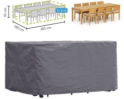 Perel Buitenhoes voor tuinset, grijs, rechthoekig, 285 cm x 180 cm x 95 cm