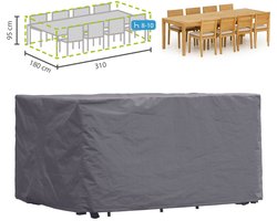 Perel Buitenhoes voor tuinset, grijs, rechthoekig, 310 cm x 180 cm x 95 cm