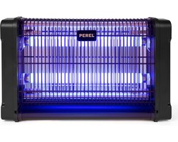 Perel Elektrische insectenverdelger 2800V, UV-licht, 80m², uitneembare bak, zwart, gebruik binnen en buiten, energiezuinig, elimineert muggen, vliegen, en andere vliegende insecten