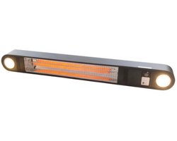 Perel - Hangende Terrasverwarmer - Terrasverwarming - voor Wand of Plafond - Terrasverwarmer - Patioverwarming - met Verlichting - Spatwaterbestendig - Veranda Heater - Warmtelamp voor Terras - 1500 W - met Afstandsbediening en Hangketting - Zwart