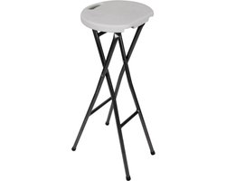 Perel Inklapbare barkruk, met handgreep, hoog, binnen-en buitengebruik, max. 150 kg, wit, voor feestjes, recepties, bijeenkomsten, camping, 29.2 x 32.5 x 80 cm