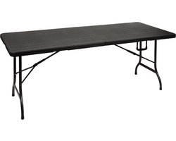 Perel Klaptafel, inklapbaar, weerbestendig, handgreep, houtlook, maximaal 100 kg, zwart