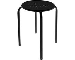 Perel Kruk, stapelbaar, ronde zitting, weerbestendig, maximaal 150 kg, zwart