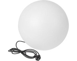 Perel Lichtbol voor tuin, kogellamp met grondpen, gebruik binnen en buiten, Ø 45 cm, 3 m voedingskabel, fitting E27, IP65, wit