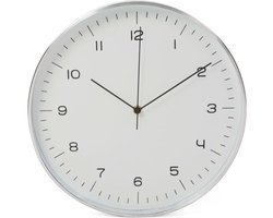 Perel Wandklok 30 cm wit en zilverkleurig