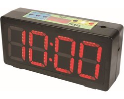 Perel Wandklok, digitaal leddisplay met chronometer, afteltimer en intervaltimer, 327 x 93 x 156 mm, zwart