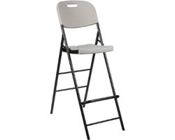 Perel Witte hoge klapstoel voor binnen en buiten, barkruk, met rugleuning en voetsteun, kunststof, ruimtebesparend, ideaal voor evenementen, feesten en catering, met stalen frame en weerbestendige zitting, 45 x 77 x 114 cm