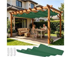 Pergola Dak Doek - Uitschuifbaar Zonnedoek - Buitenruimte Creëren - Waterdicht Harmonicadoek - 3x4 Meter - Groen