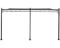 Pergola terrasoverkapping metaal aanbouw luifel zonwering - 3 x 4 m - Grijs