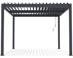 Pergola terrasoverkapping zonwering 3 x 4 m verstelbaar aluminium met led verlichting "Windsor premium" - Grijs