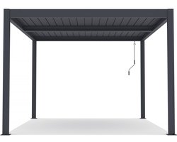 Pergola terrasoverkapping zonwering verstelbaar aluminium "Windsor" - 3 x 4 m - Antraciet
