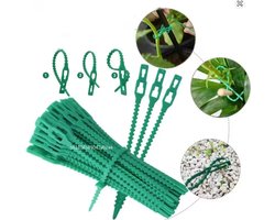 Permium Verstelbare Herbruikbare Plantenbinders & Tuin Kabelbinders - 10 Stuks - Groen Kunststof - Flexibele Plantenclips voor Klimplanten, Tomaten, Bomen & Wijnstok Ondersteuning - Universele Plantensteun & Grip voor Tuin en Kas