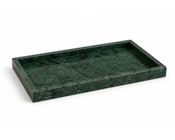 PersisCo Groen Marmeren Dienblad met Opstaande Rand – 30 x 20 cm – Luxe Rechthoekig Natuurstenen Plateau, Premium Parfum Organizer & Badkamer Tray voor Sieraden, Kaarsen & Keukendecoratie