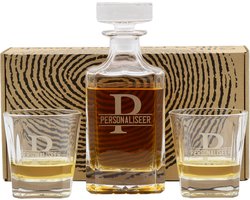 Personaliseerbare Whiskey Karaf met 2 Glazen - Whiskey Set met Gravure - Levertijd 3-4 dagen