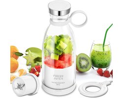 Persoonlijke draagbare blender ontworpen voor milkshakes en smoothies met duurzame roestvrijstalen messen en USB-oplaadfunctie voor uitstekende sapprestaties (wit)