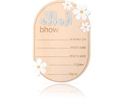 Persoonlijke Houten Welkomsbord voor Baby Aankondiging, Unieke Geboorteaankondiging voor Nieuwe Ouders, Fotorekwisieten voor Babykamer en Ziekenhuis (Blauw)