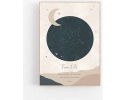 Persoonlijke sterrenhemel poster | NIGHT SKY x ELLIE - 21x30 cm - Poster sterrenhemel - geboorte poster sterrenhemel - geboorteposter meisje - geboorte poster baby - geboorteposter jongen - baby geboorte poster - kraamcadeau