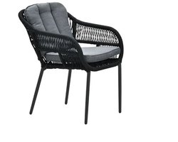Pescara dining fauteuil - carbon black -rope black - mystic grey