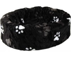 Petcomfort Bontmand Kattenmand/Hondenmand - Pootprint Zwart - 46x40x13 cm