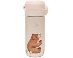 Petit Monkey Thermo Drinkfles Bears and Stars Back to School - Wit