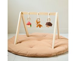 Petite Amélie Babygym Hout - Magisch Bos - Montessori Baby Speelgoed - Incl. 3 Bosdieren met Natuurlijke Geluiden - Naturel Hout & Waterbasis Verf - Veilige, Betoverende Speelomgeving