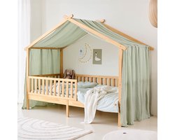 Petite Amélie Gordijn voor bedhuisje «Maison» | 80 x 160 cm | Mousseline katoen | Groen