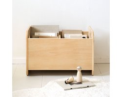 Petite Amélie Houten Speelgoedkist Naturel - Opbergbox volgens Montessori-Principes - Opbergkist met twee Vakken - Open Laag Ontwerp voor Zelfstandig Opruimen - Stevige Handgrepen - Stimuleert Zelfstandigheid - Ellipse Collectie