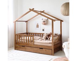 Petite Amélie Huisbed Maison - Peuterbed 80x160 cm - Bedhuisje - Walnoot
