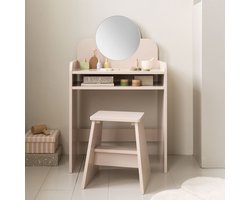 Petite Amélie Kaptafel voor Kinderen Roze - Make-up Tafel met Stoel & Spiegel - Voor kleine Prinsessen - Met ruim Opbergvak - Ook als Bureau te gebruiken