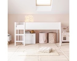 Petite Amélie Kinderbed - Halfhoogslaper voor kinderen 200x90 cm - Perfecte voor kliene kinderkamer - Creëer een avontuurlijke en georganiseerde ruimte - Arbre Collectie - Wit