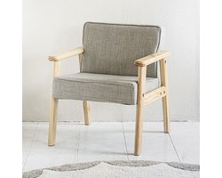 Petite Amélie Kinderstoel Hout - Stijlvol in elke kamer - Creëer een eigen plekje waar je kind comfortabel kan zitten in zijn of haar eigen 'grote' stoel - Bekleed met zacht polyester en voorzien van massief houten leuningen - Grijs - Retro Collectie