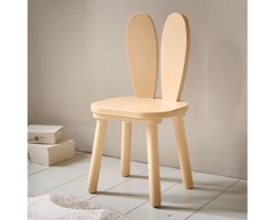 Petite Amélie Kinderstoel Konijnenoren Hout Naturel – Konijntjesontwerp Peuterstoel voor een Vleugje Eigenzinnigheid in de Kinderkamer – Stimuleert Zelfstandig Klimmen en Bevordert Creativiteit en Verbeeldingskracht – H.60 x D.30 x B.30 cm
