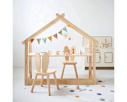 Petite Amélie Kindertafel huisje «Maison» – Naturel - Stevig grenenhout – voor peuters van 2–6 jaar – in hoogte verstelbaar